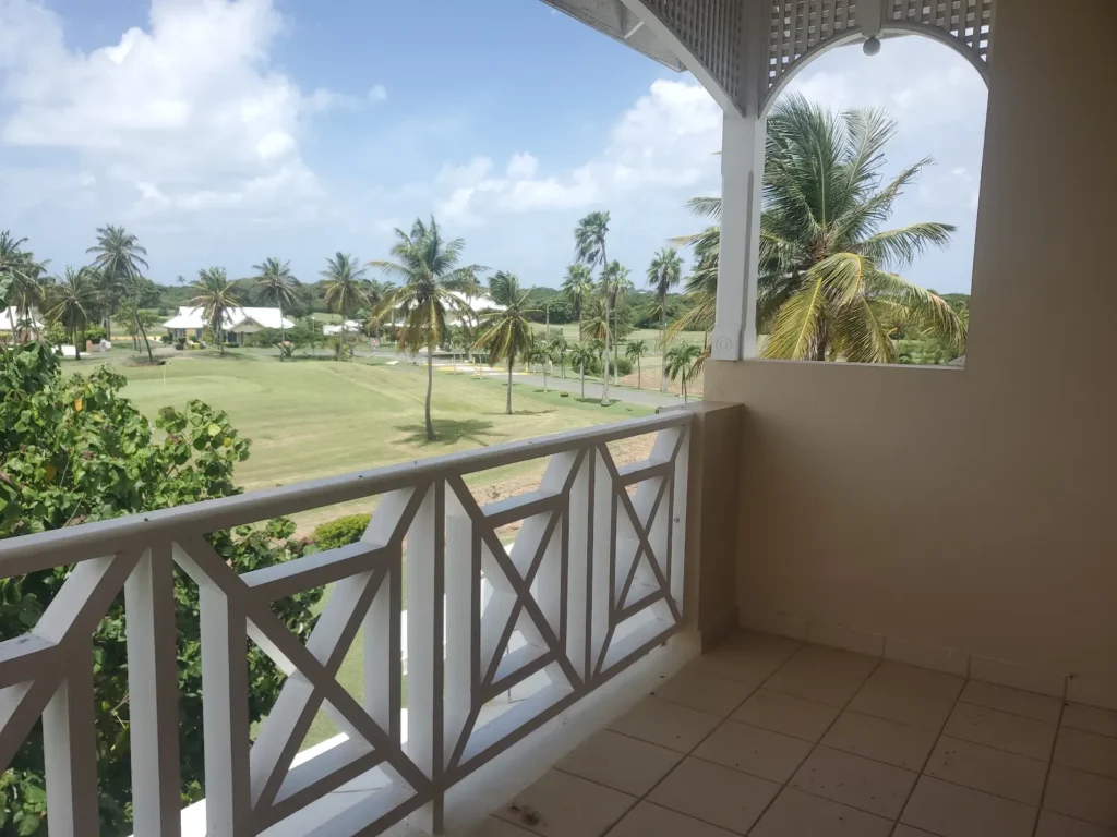 Apartment verandah overlooking golf course